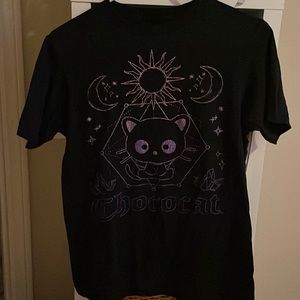 Black, purple T shirt, Sanrio chococat, Medium, used
